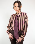 CAMICIA RIGATA CON CRAVATTINO 100% VISCOSA