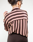 CAMICIA RIGATA CON CRAVATTINO 100% VISCOSA