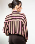 CAMICIA RIGATA CON CRAVATTINO 100% VISCOSA