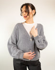 CARDIGAN MISTO LANA BOTTONE GIOIELLO