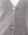 CARDIGAN MISTO LANA BOTTONE GIOIELLO