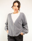 CARDIGAN MISTO LANA BOTTONE GIOIELLO
