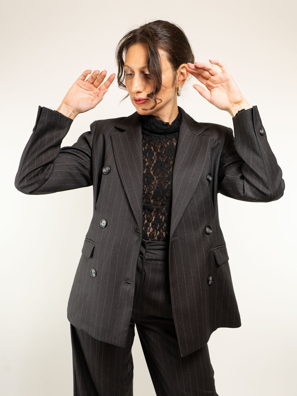 BLAZER GESSATO DOPPIO PETTO E PENCE