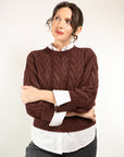 MAGLIA GIROCOLLO MOTIVO A TRECCIE MISTO LANA