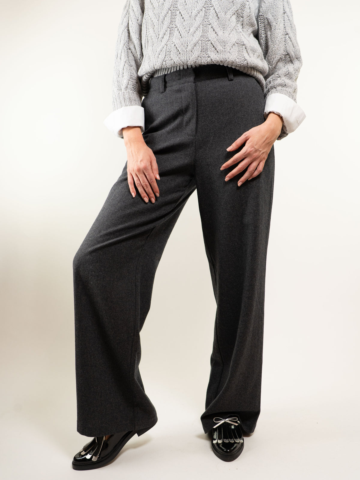 PANTALONE WIDE LEG DONNA MISTO LANA