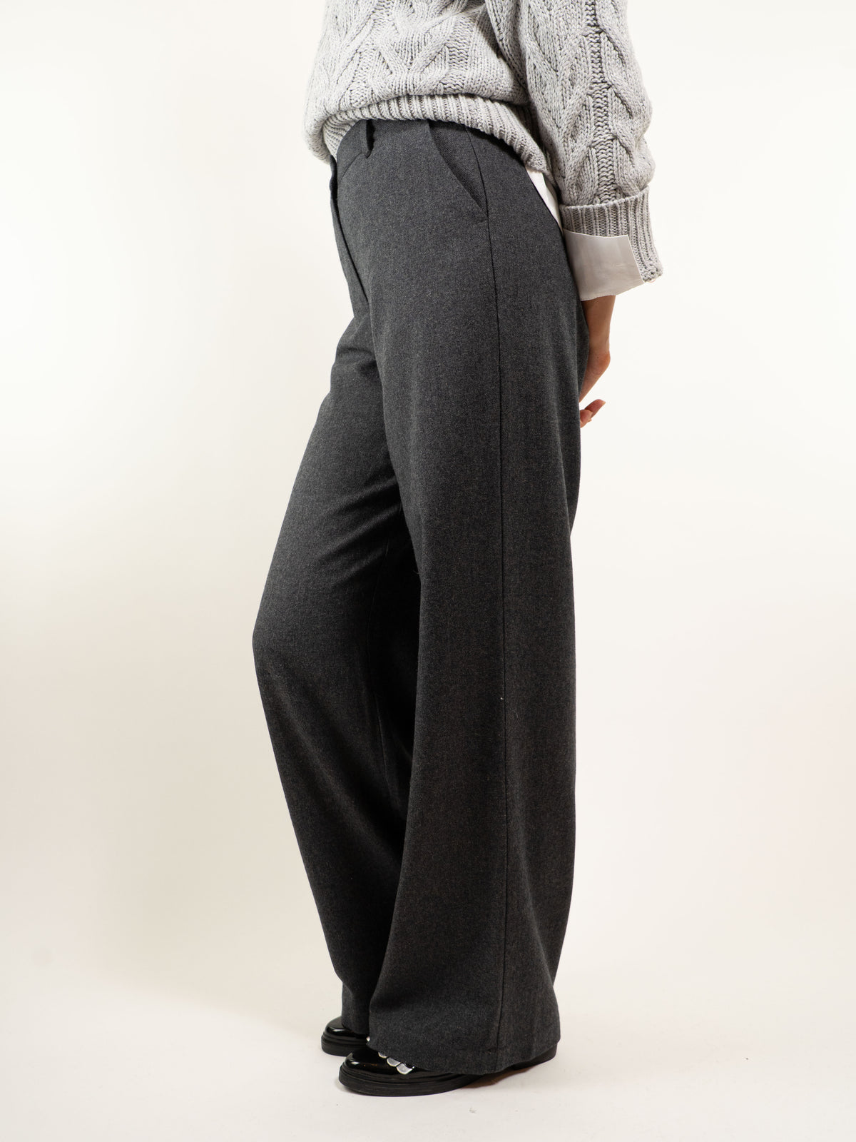 PANTALONE WIDE LEG DONNA MISTO LANA