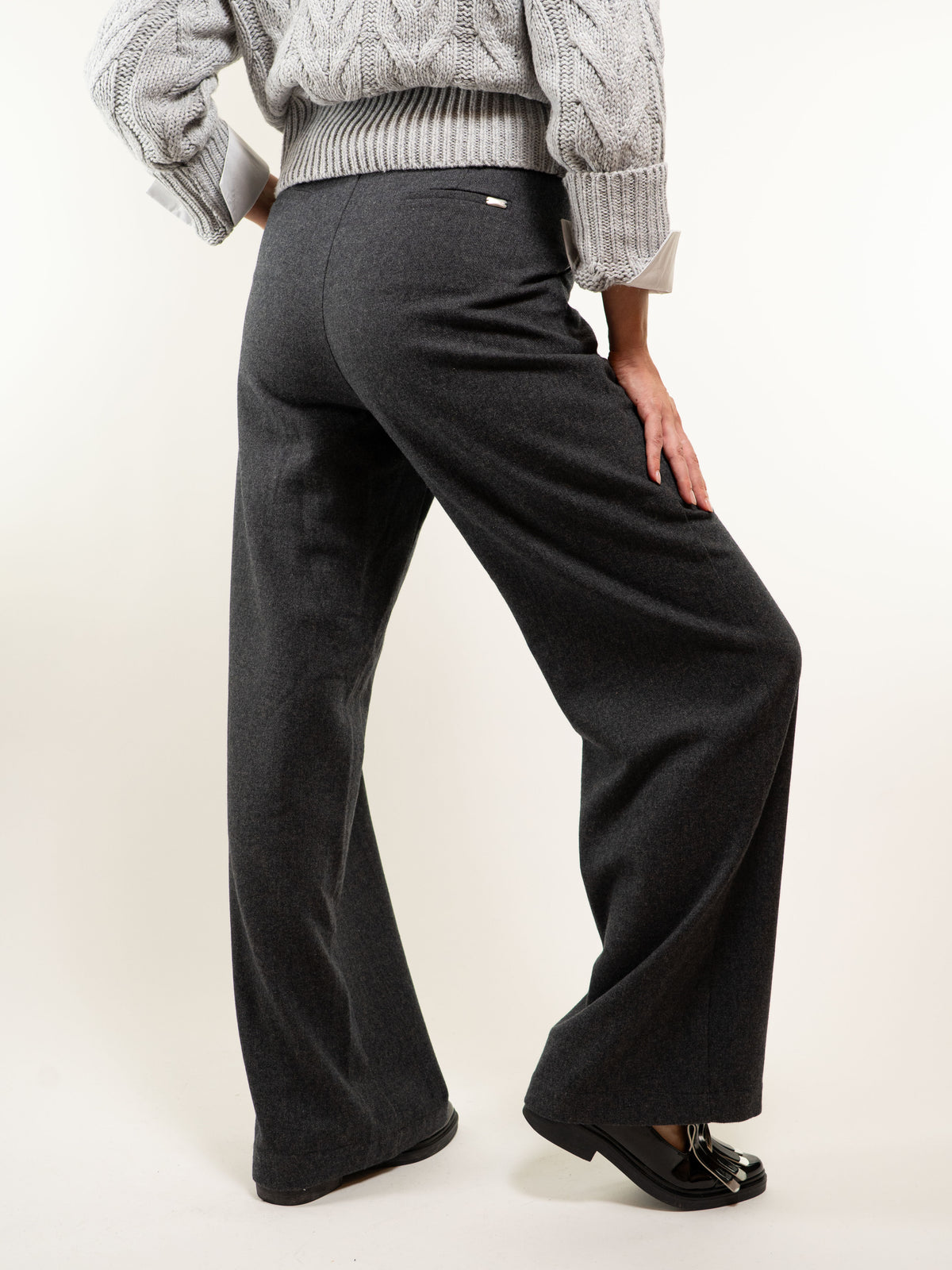 PANTALONE WIDE LEG DONNA MISTO LANA