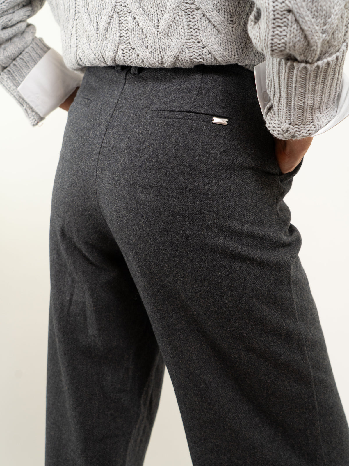 PANTALONE WIDE LEG DONNA MISTO LANA