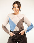 PULL OVER ROMBI SCOLLO V IN MISTO CASHMERE