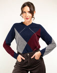 PULL OVER ROMBI SCOLLO V IN MISTO CASHMERE