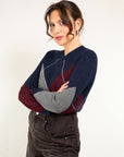 PULL OVER ROMBI SCOLLO V IN MISTO CASHMERE