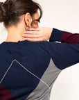 PULL OVER ROMBI SCOLLO V IN MISTO CASHMERE