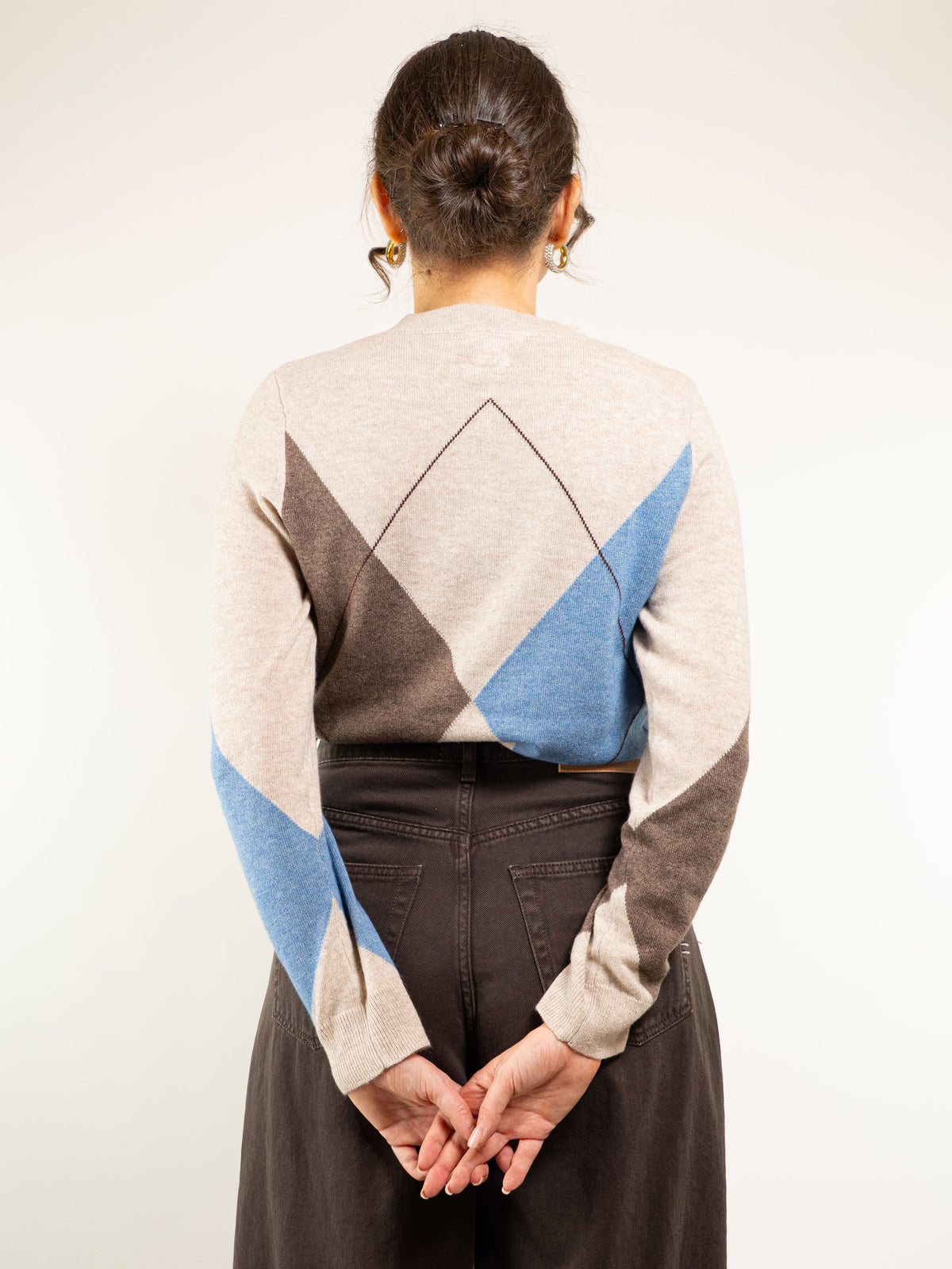 PULL OVER ROMBI SCOLLO V IN MISTO CASHMERE