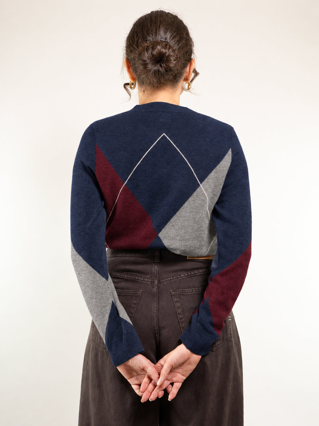 PULL OVER ROMBI SCOLLO V IN MISTO CASHMERE