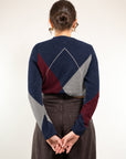 PULL OVER ROMBI SCOLLO V IN MISTO CASHMERE
