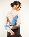 PULL OVER ROMBI SCOLLO V IN MISTO CASHMERE
