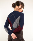 PULL OVER ROMBI SCOLLO V IN MISTO CASHMERE