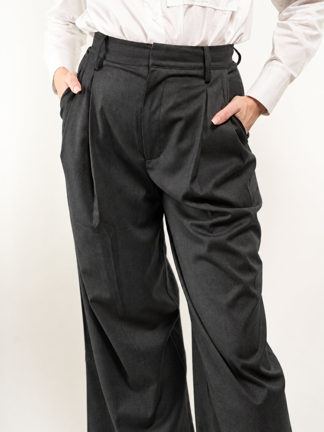 PANTALONI A GAMBA LARGA IN VISCOSA E LANA