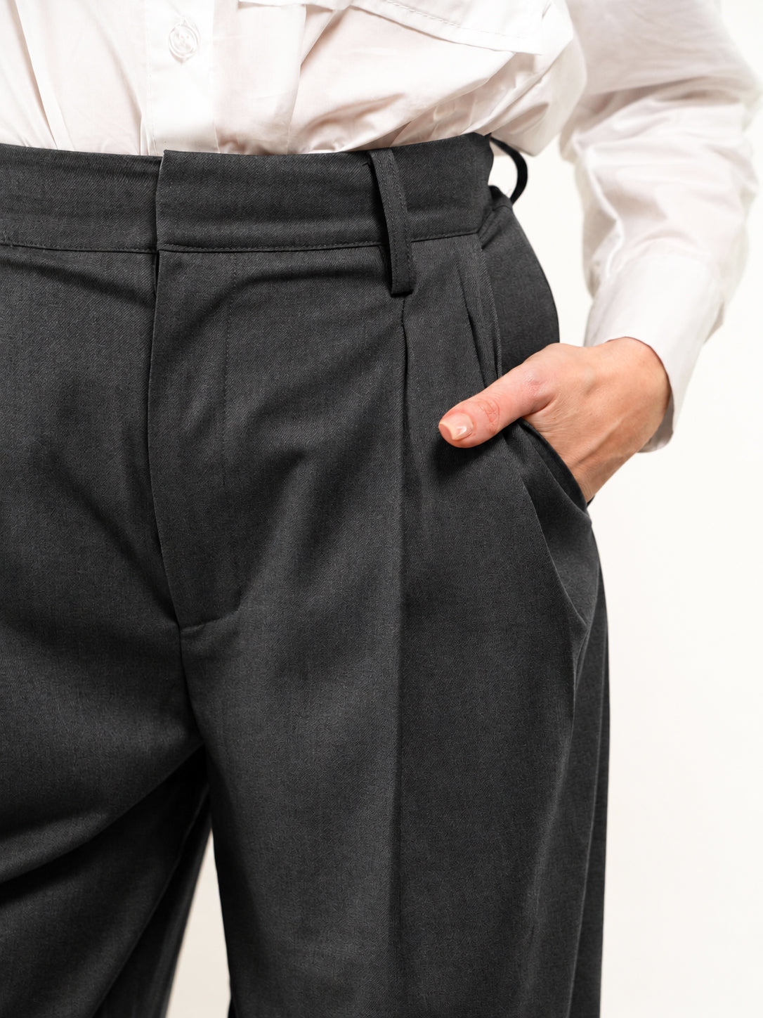 PANTALONI A GAMBA LARGA IN VISCOSA E LANA