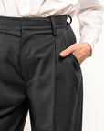 PANTALONI A GAMBA LARGA IN VISCOSA E LANA