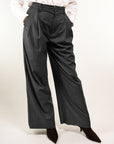 PANTALONI A GAMBA LARGA IN VISCOSA E LANA