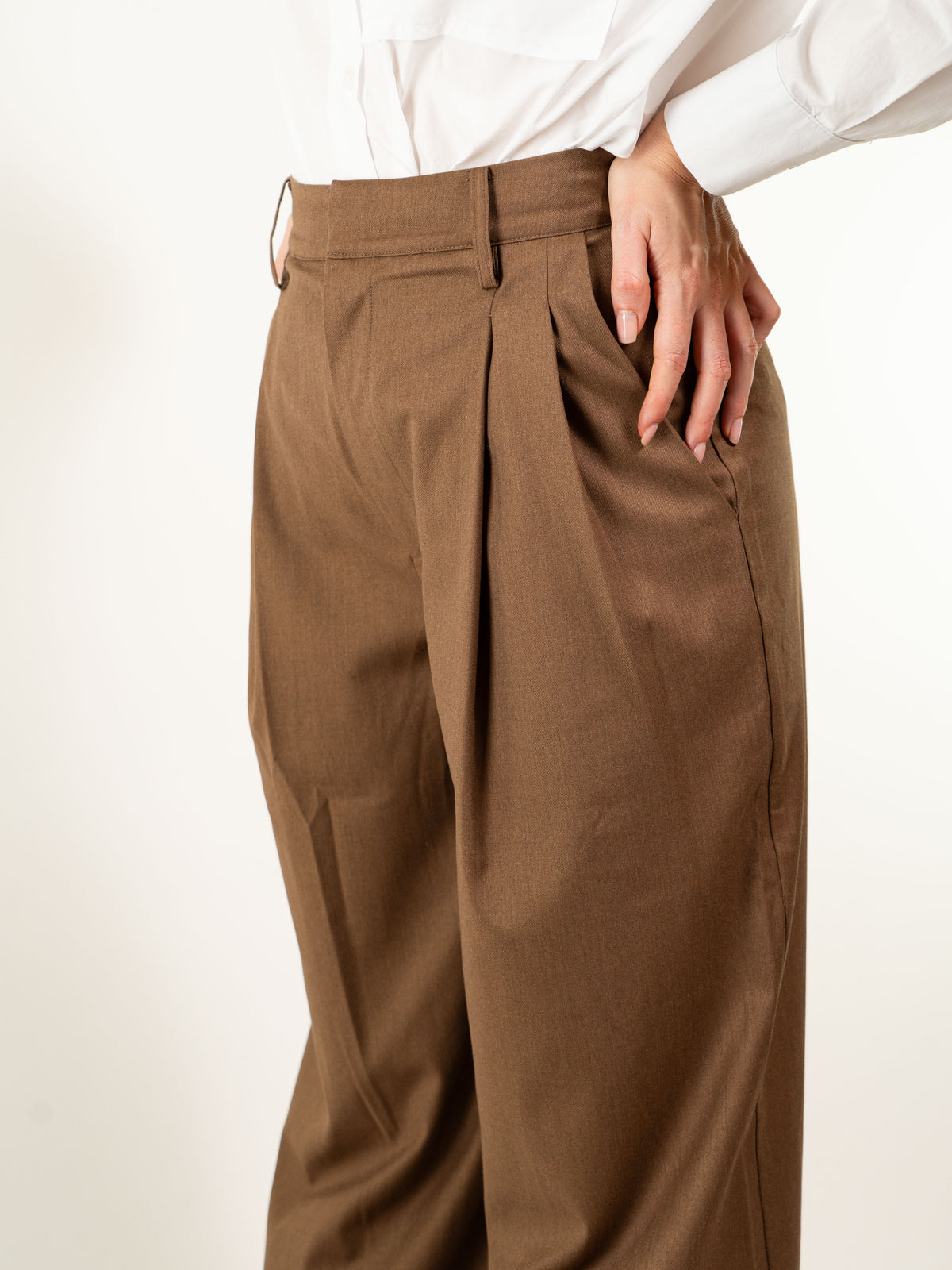PANTALONI A GAMBA LARGA IN VISCOSA E LANA