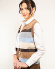 GILET IN LANA A RIGHE CON BOTTONI
