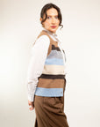 GILET IN LANA A RIGHE CON BOTTONI