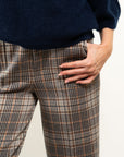 PANTALONE CON ELASTICO GAMBA LARGA IN CHECK
