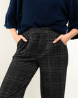 PANTALONE CON ELASTICO GAMBA LARGA IN CHECK
