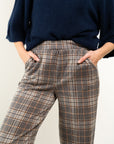 PANTALONI CON ELASTICO A GAMBA LARGA IN VELLUTO A COSTE