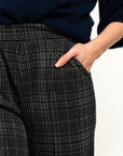 PANTALONE CON ELASTICO GAMBA LARGA IN CHECK