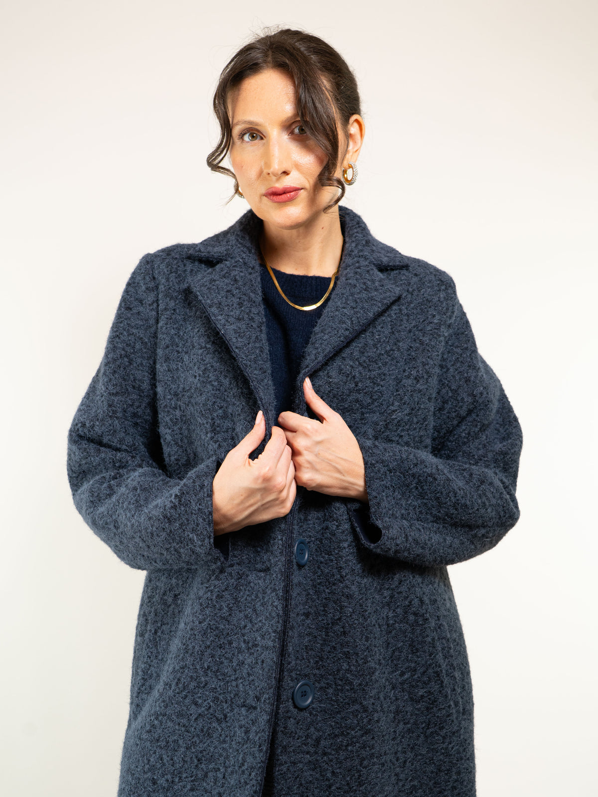 CAPPOTTO MONOPETTO TESSUTO RICCIOLINO