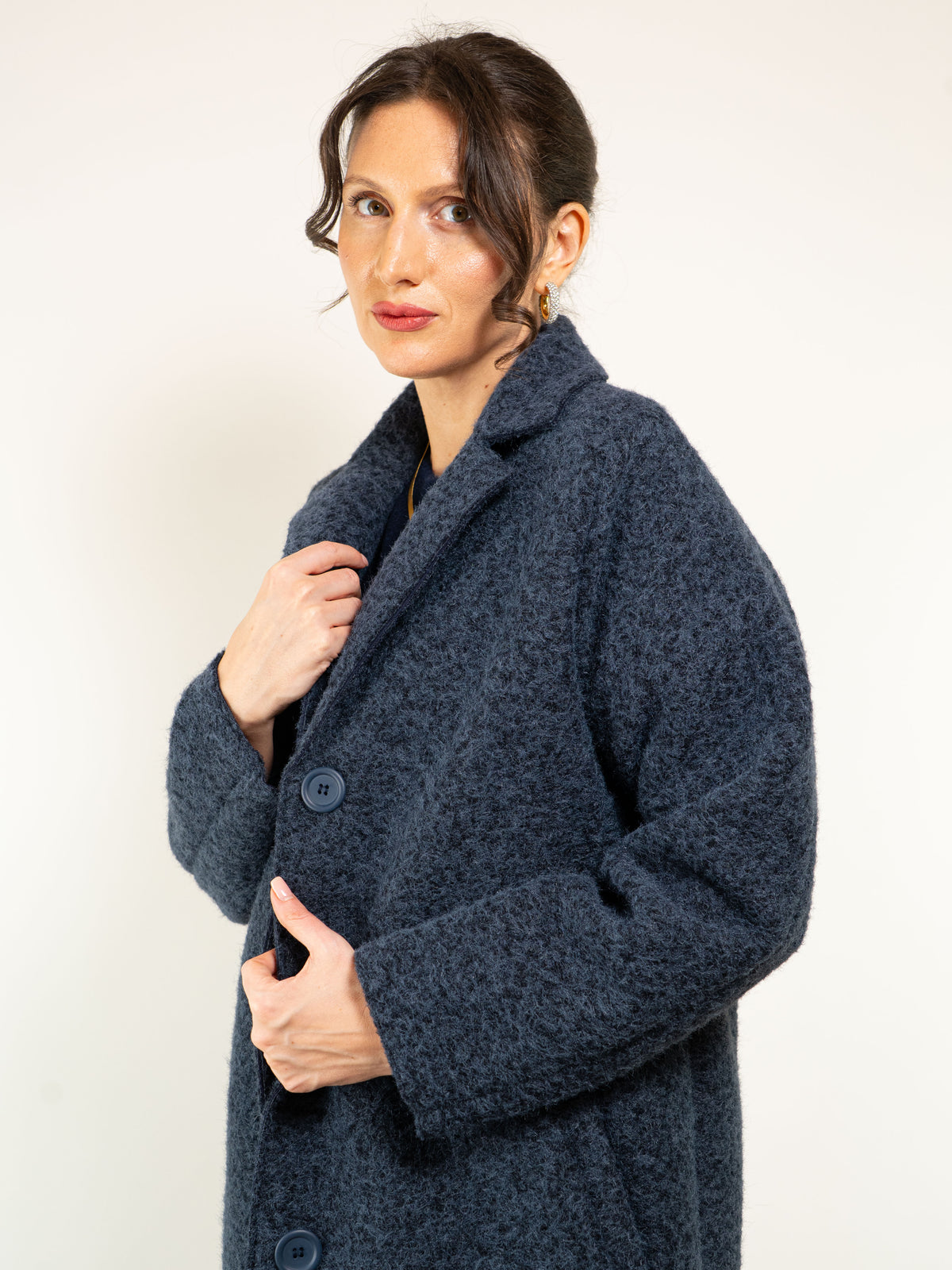 CAPPOTTO MONOPETTO TESSUTO RICCIOLINO