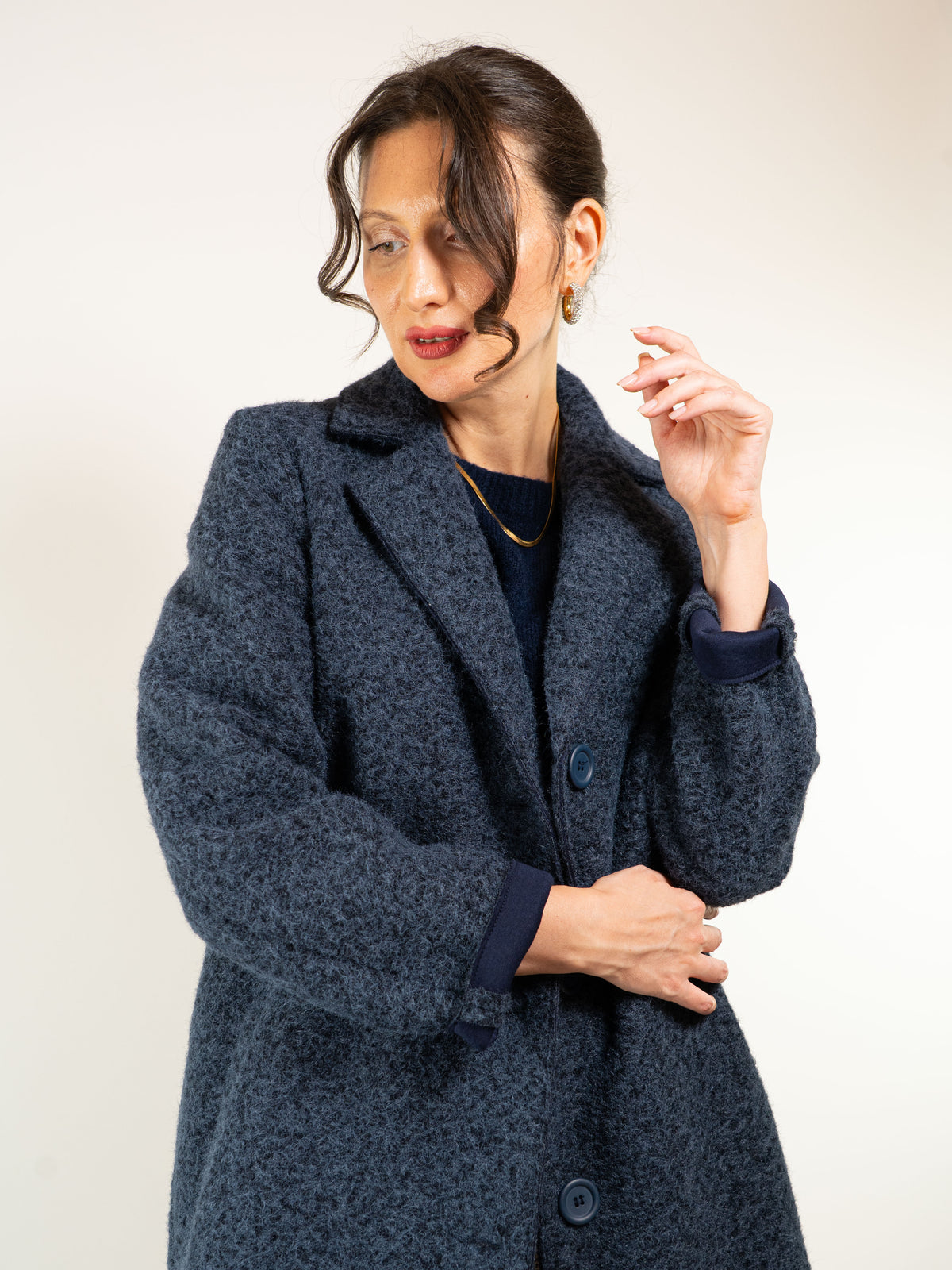 CAPPOTTO MONOPETTO TESSUTO RICCIOLINO