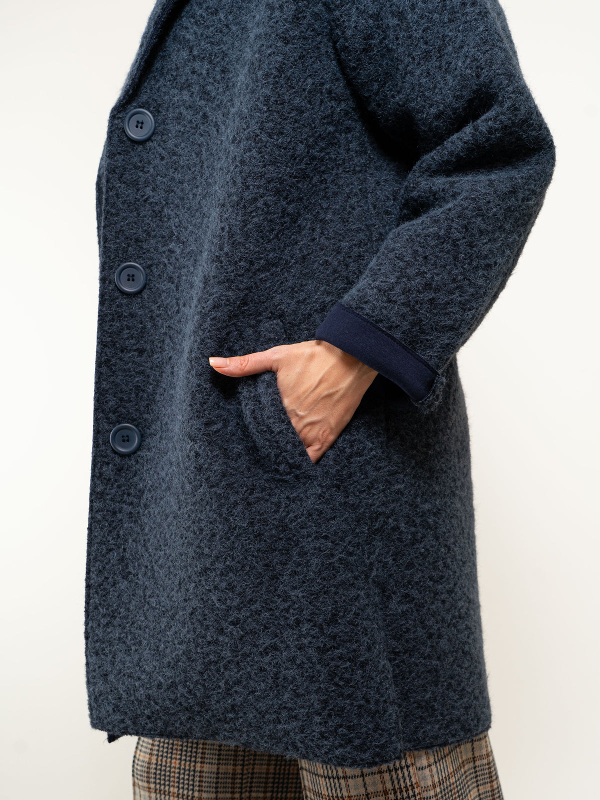 CAPPOTTO MONOPETTO TESSUTO RICCIOLINO