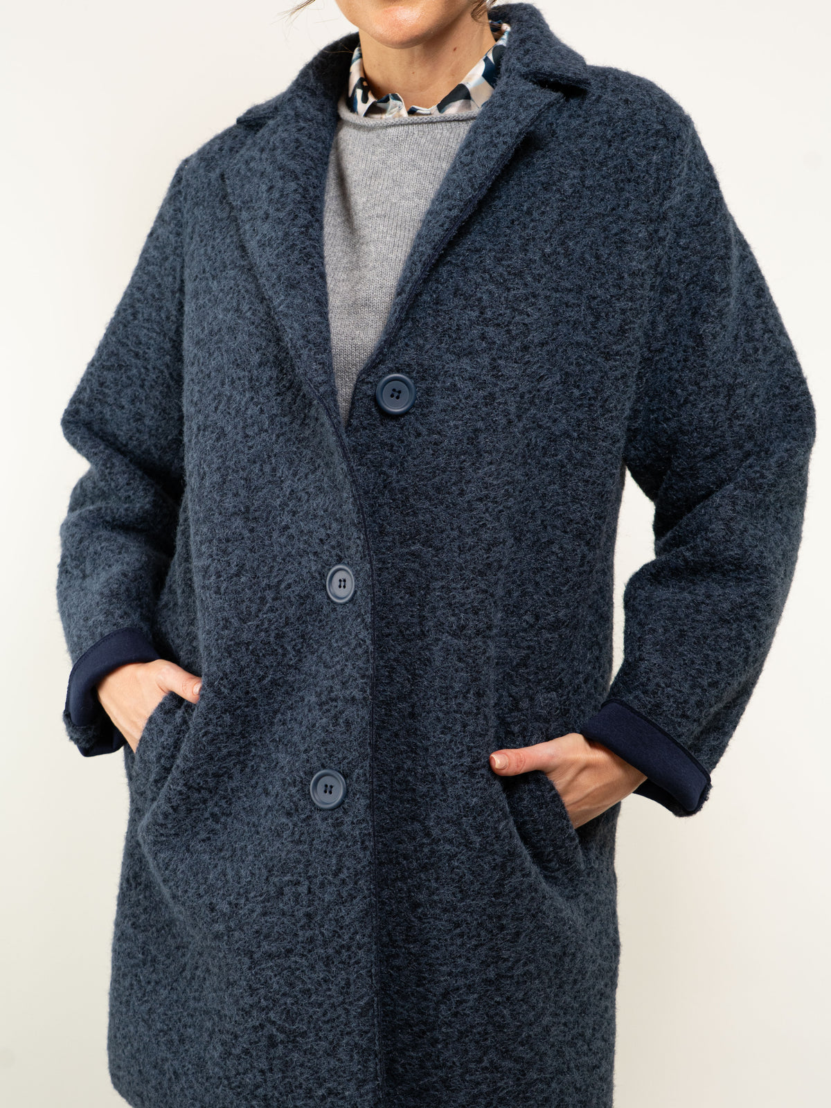 CAPPOTTO MONOPETTO TESSUTO RICCIOLINO