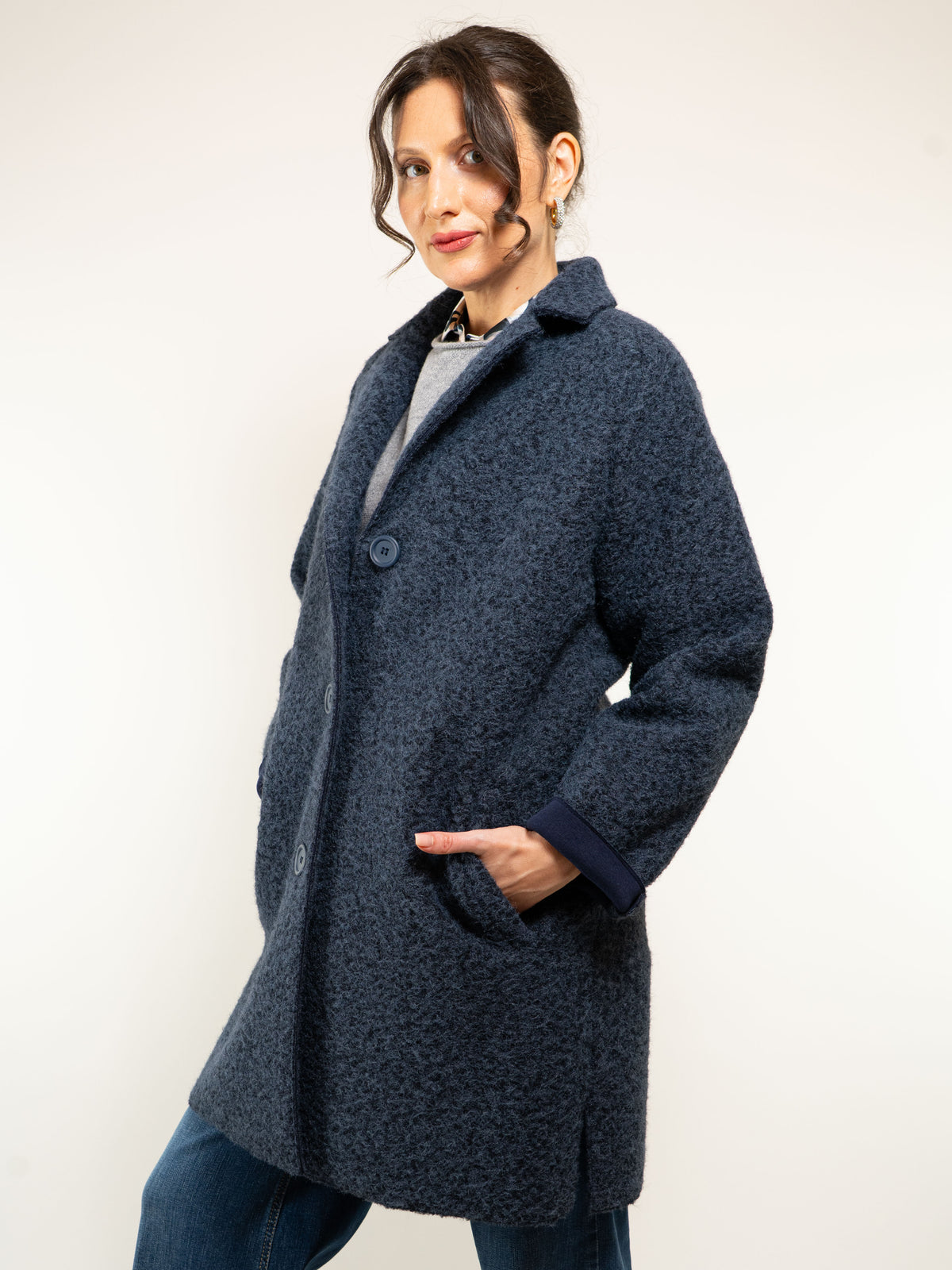 CAPPOTTO MONOPETTO TESSUTO RICCIOLINO