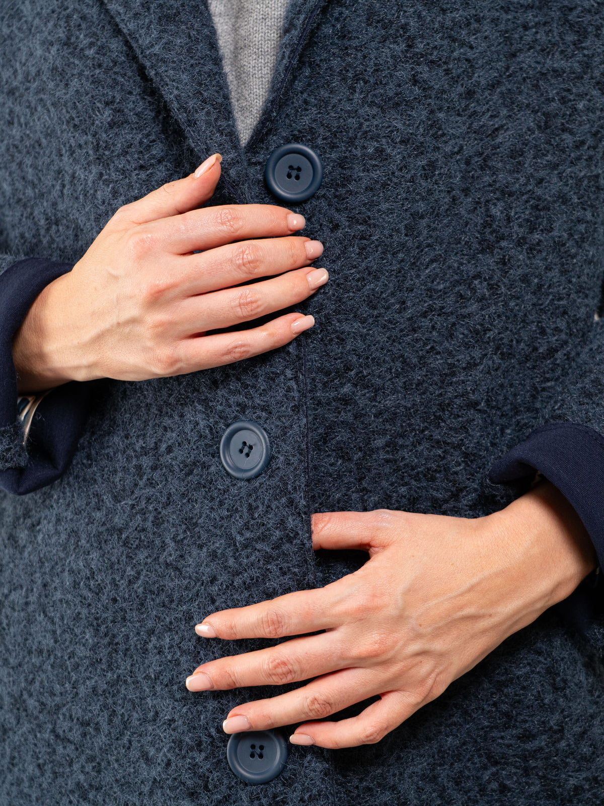 CAPPOTTO MONOPETTO TESSUTO RICCIOLINO