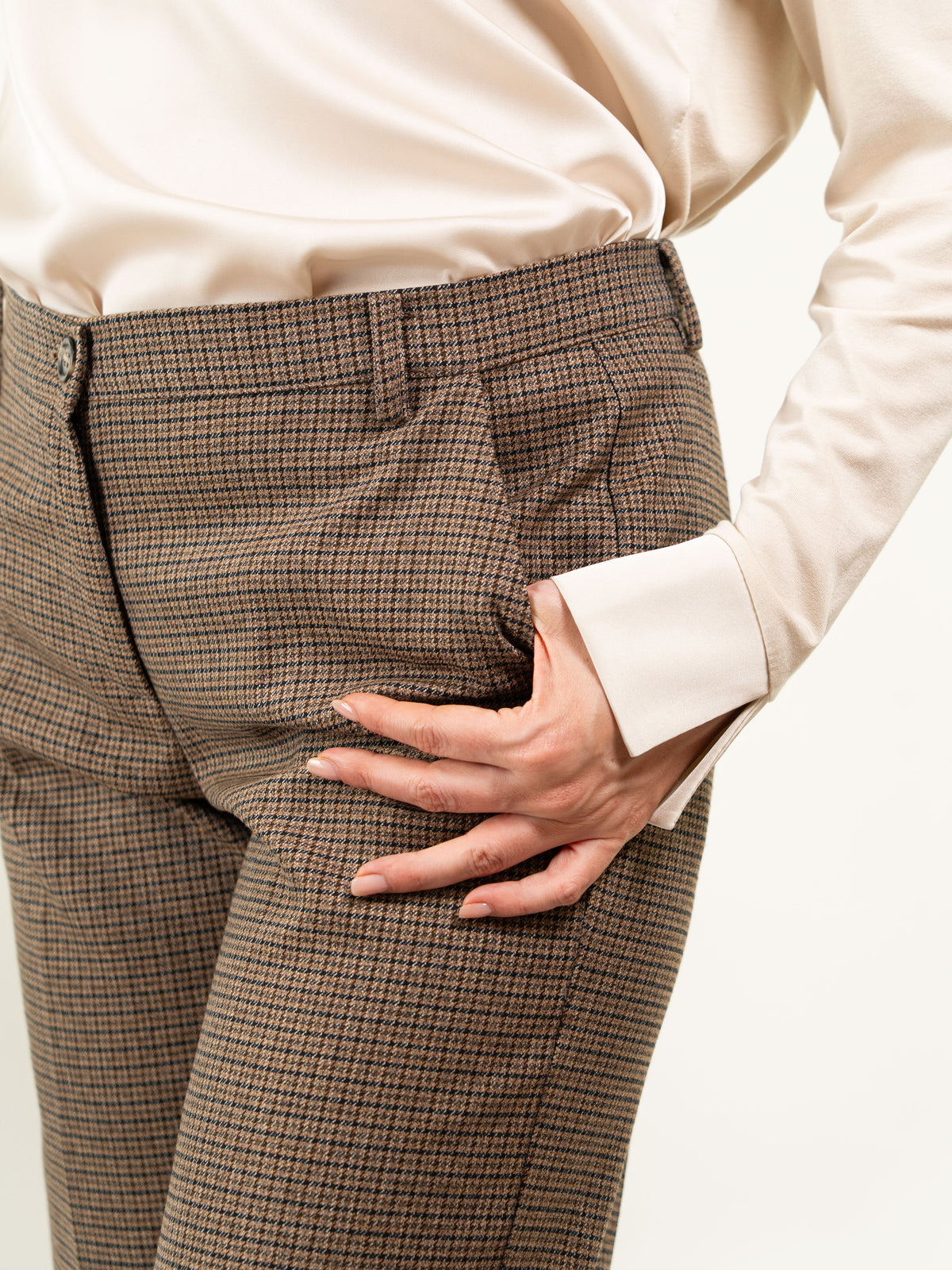 Pantalone gamba dritta check piccolo