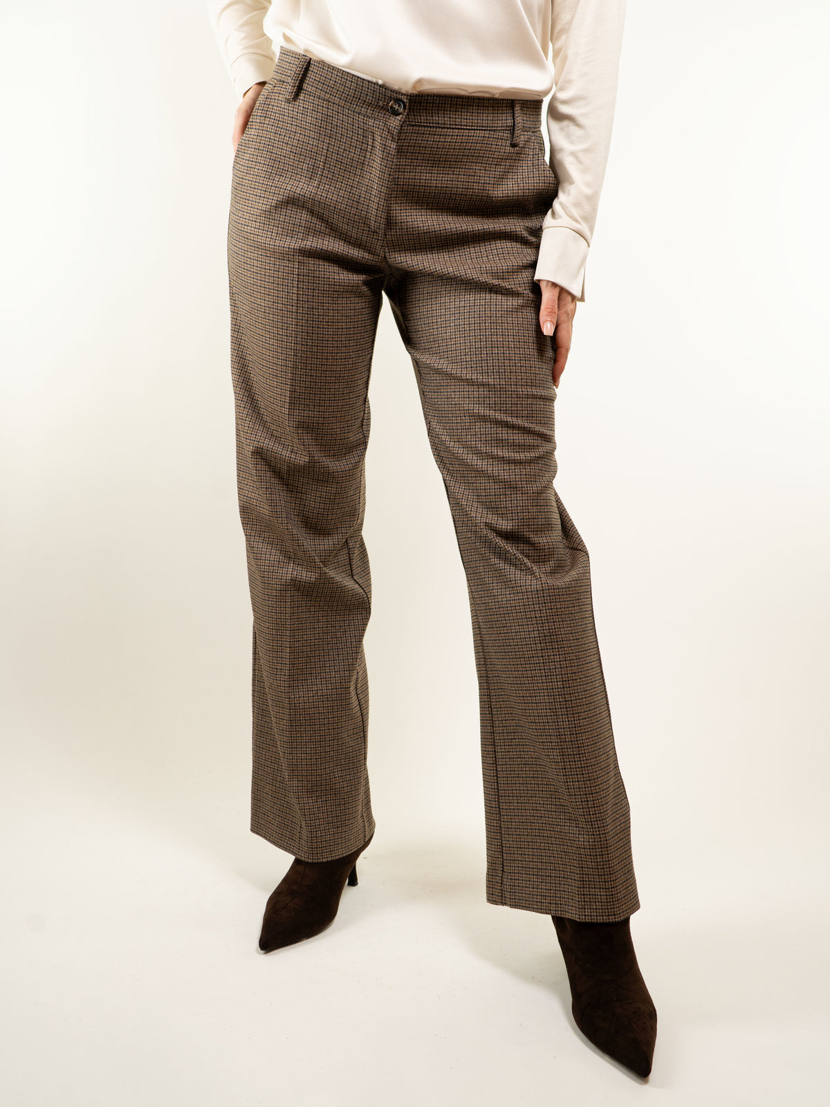 Pantalone gamba dritta check piccolo