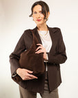 BORSA IN CAMOSCIO CON CHIUSURA A ZIP