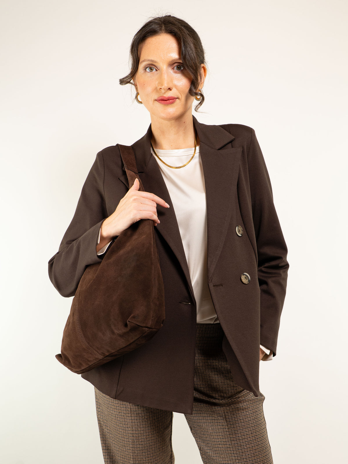BORSA IN CAMOSCIO CON CHIUSURA A ZIP
