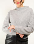 Maglia coste inglese scollo a cratere in misto lana e cashmere