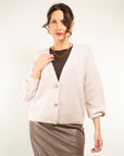 CARDIGAN MISTO LANA BOTTONE GIOIELLO
