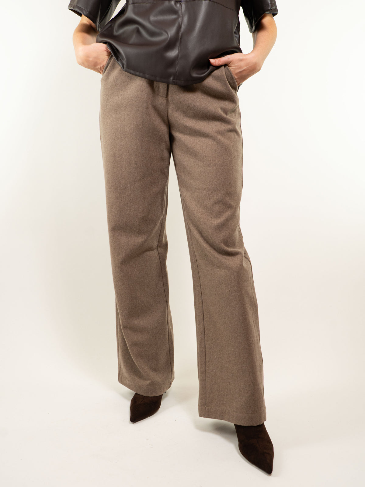 PANTALONE WIDE LEG DONNA MISTO LANA