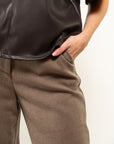 PANTALONE WIDE LEG DONNA MISTO LANA