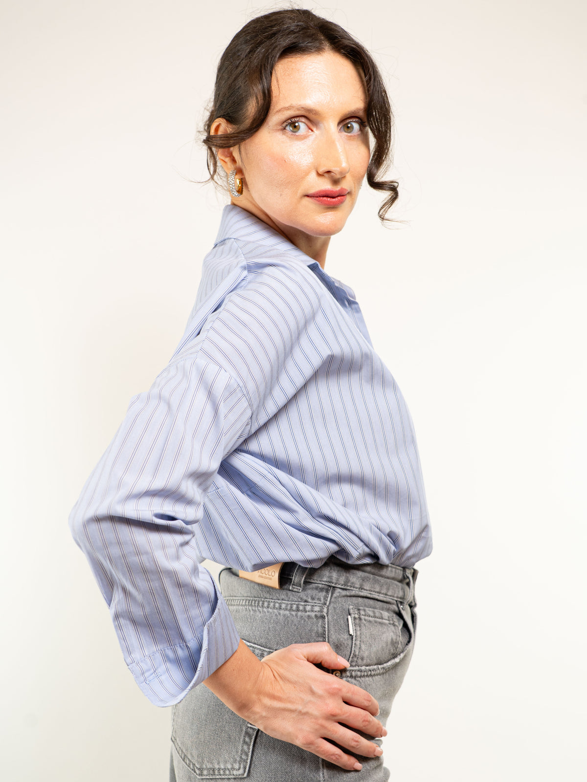 CAMICIA BALLOON POPELINE RIGATO