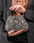 BORSA MORBIDA DI STRASS CON MANICO RIGIDO