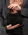BORSA MORBIDA DI STRASS CON MANICO RIGIDO